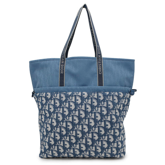 Dior ?Oblique Reversible Tote Bag Light Blue Canvas Pile