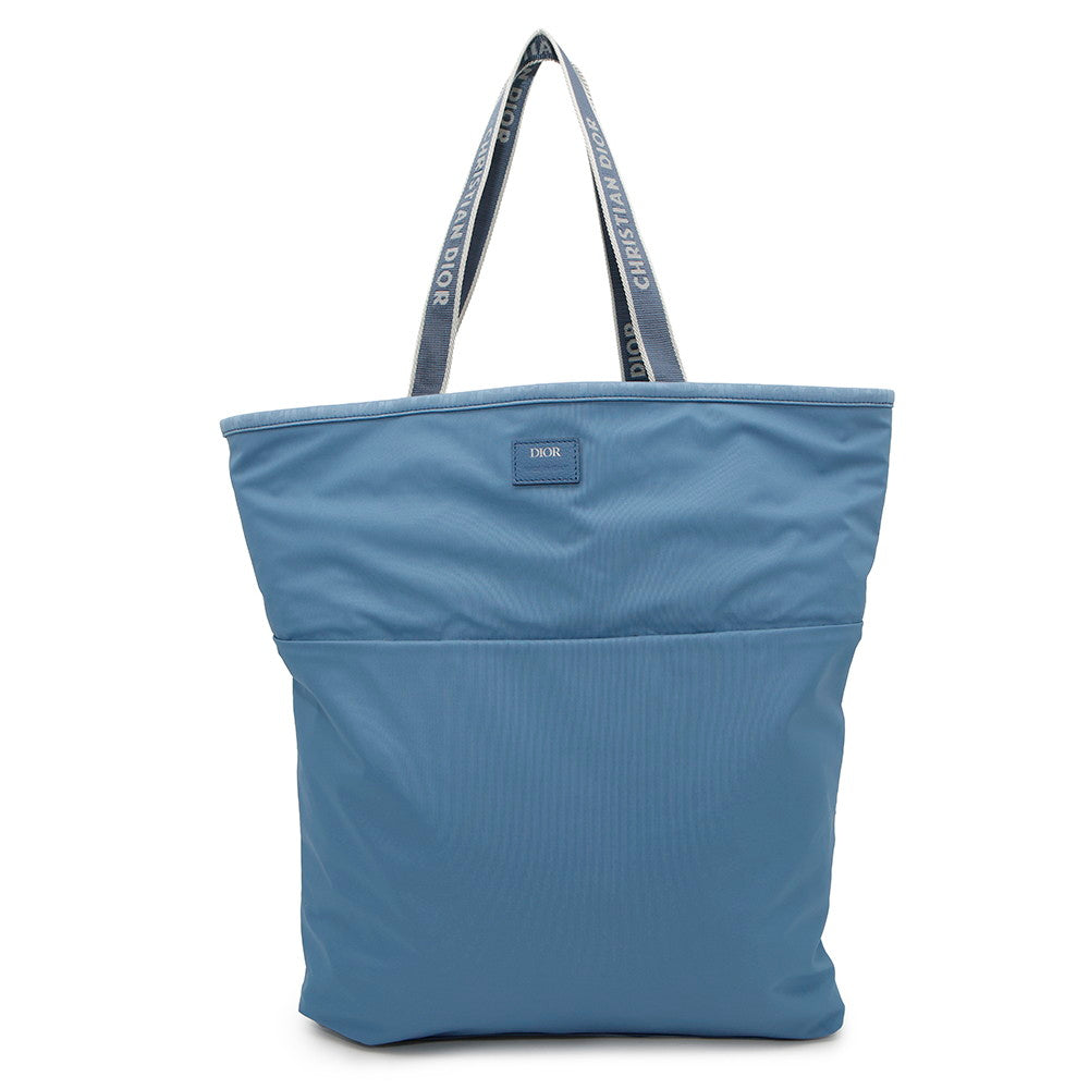 Dior ?Oblique Reversible Tote Bag Light Blue Canvas Pile