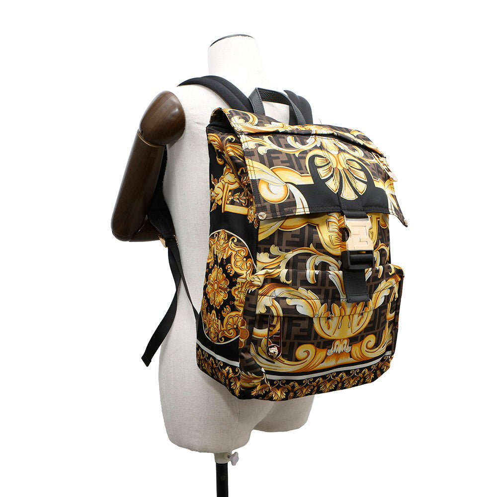 FENDI ?Fendace Zucca Backpack Black/Yellow7VZ066 Nylon