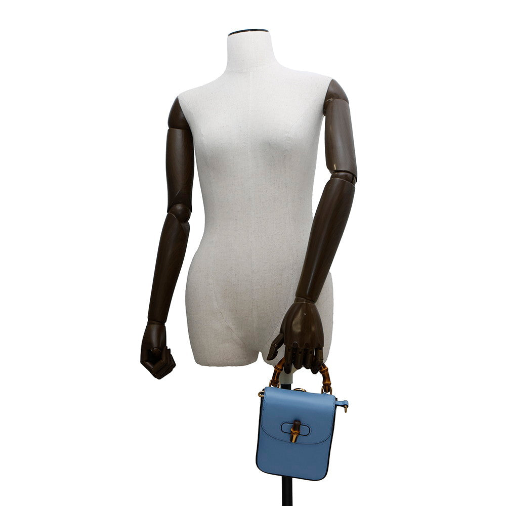 GUCCI 3WAYShoulder Bag Light Blue702106 Bamboo Leather