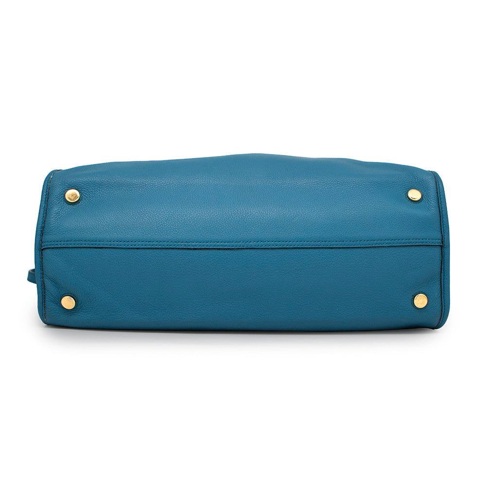 GUCCI Logo Large Tote Bag Light Blue674837 Leather