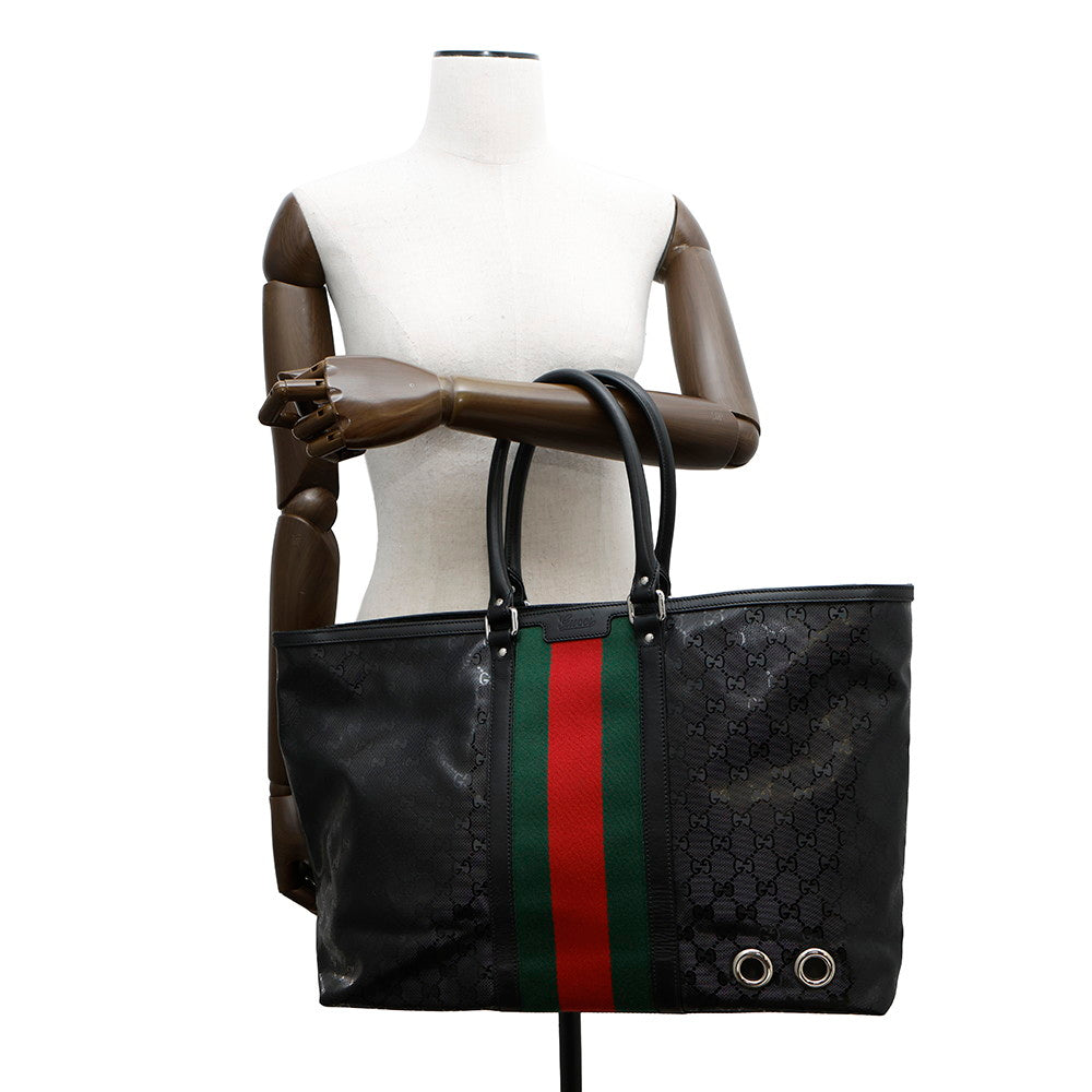 GUCCI GG Imprime Cherie Line Tote Bag Black347987 PVC Leather