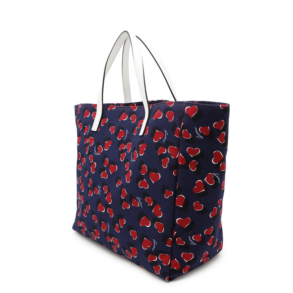 GUCCI Heartbeat Tote Bag Navy/Red282439 Canvas Leather