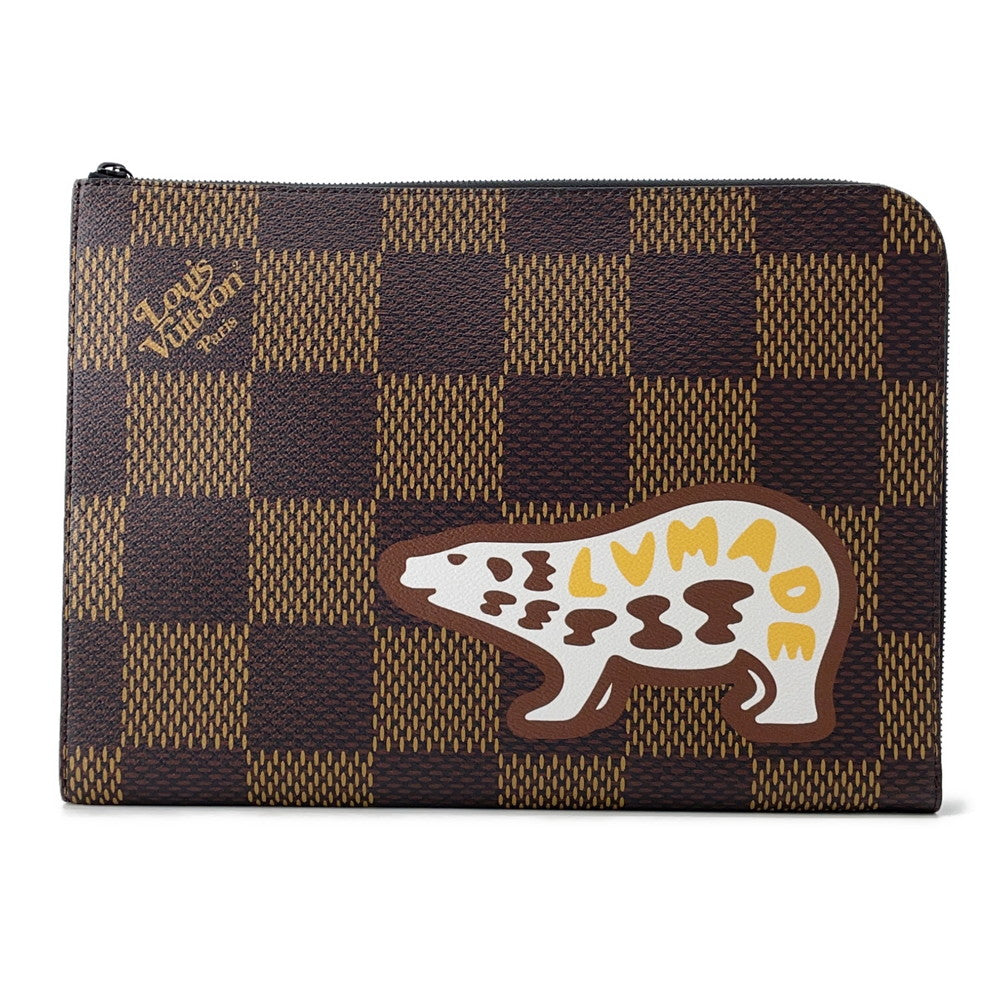 LOUIS VUITTON Pochette Jour NoirN60390 Damier Ebene Canvas Giant NIGO
