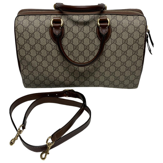 Gucci boston brown cloth handbag