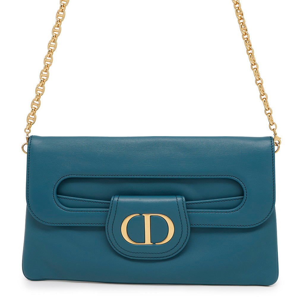 Dior ?Karo ChainShoulder Clutch Bag BlueM8641U Leather