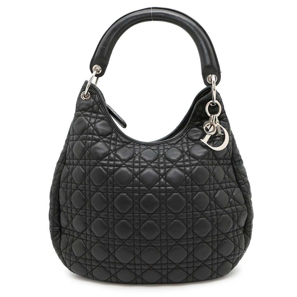 Dior ?Cannage One Shoulder Bag Black Leather