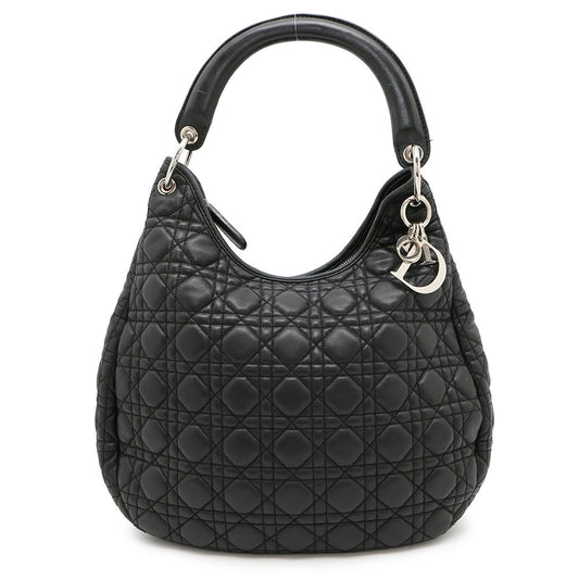 Dior ?Cannage One Shoulder Bag Black Leather