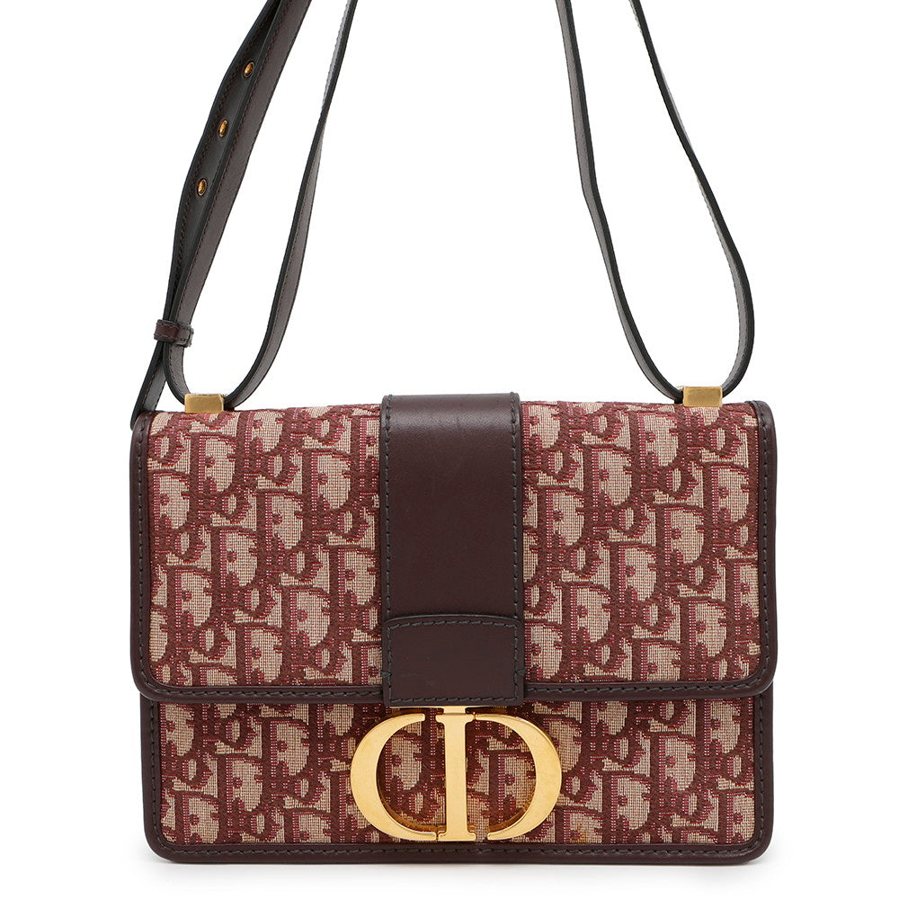 Dior ?Oblique Montaigne Shoulder Bag Bordeaux Canvas Leather