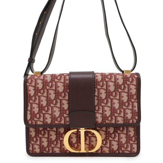 Dior ?Oblique Montaigne Shoulder Bag Bordeaux Canvas Leather
