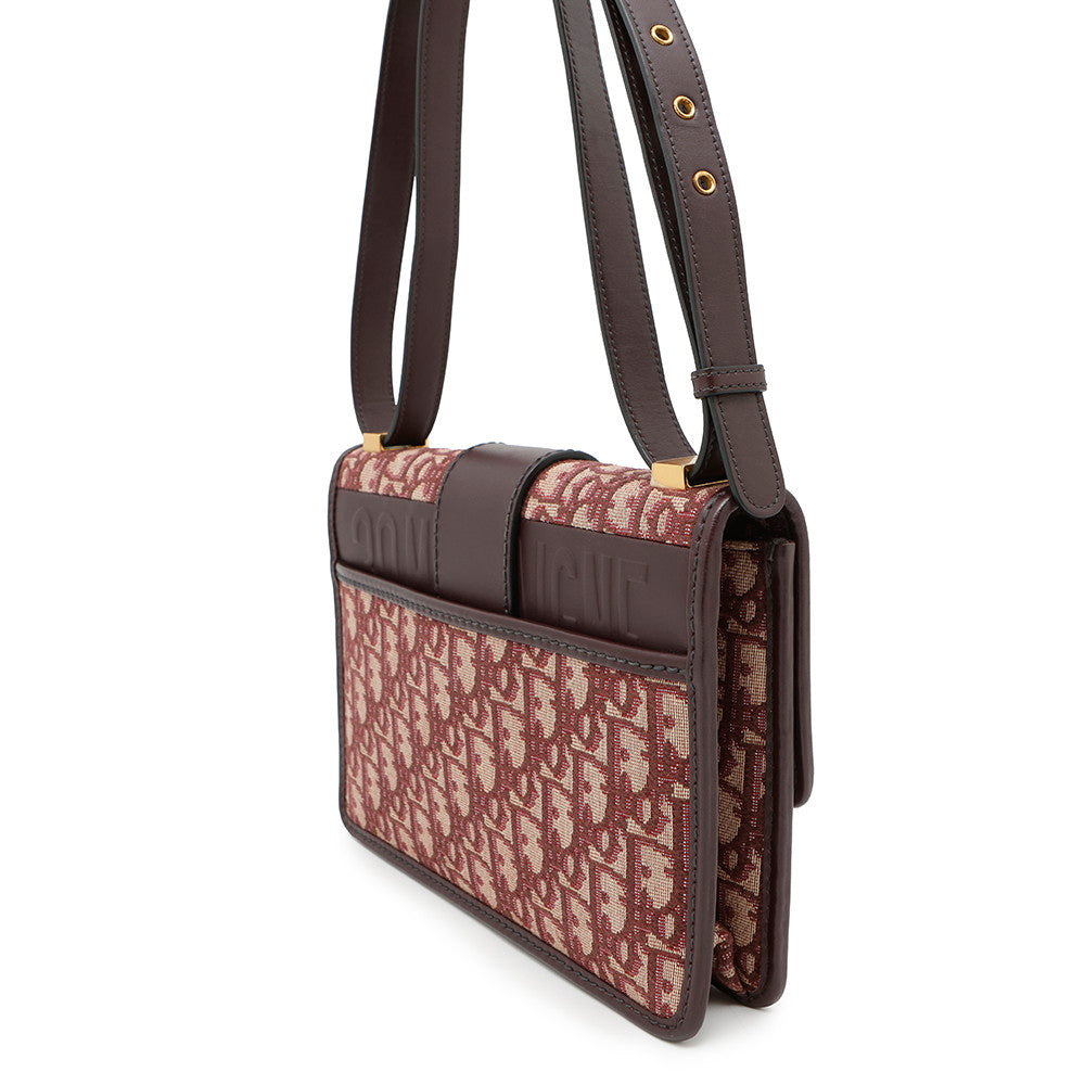 Dior ?Oblique Montaigne Shoulder Bag Bordeaux Canvas Leather
