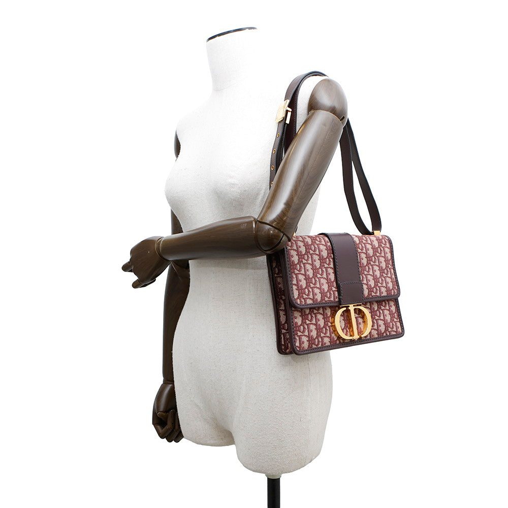Dior ?Oblique Montaigne Shoulder Bag Bordeaux Canvas Leather