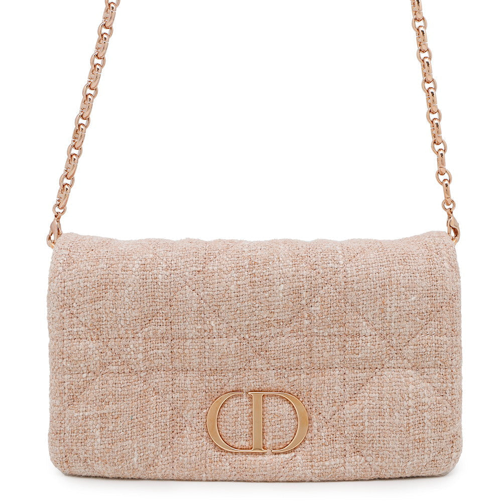 Dior ?Caro ChainShoulder Bag Pink Tweed