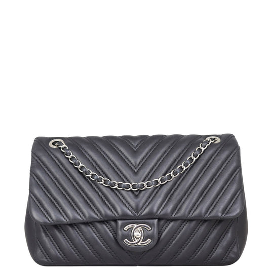 Chanel Chevron Double Stitch Single Flap Jumbo