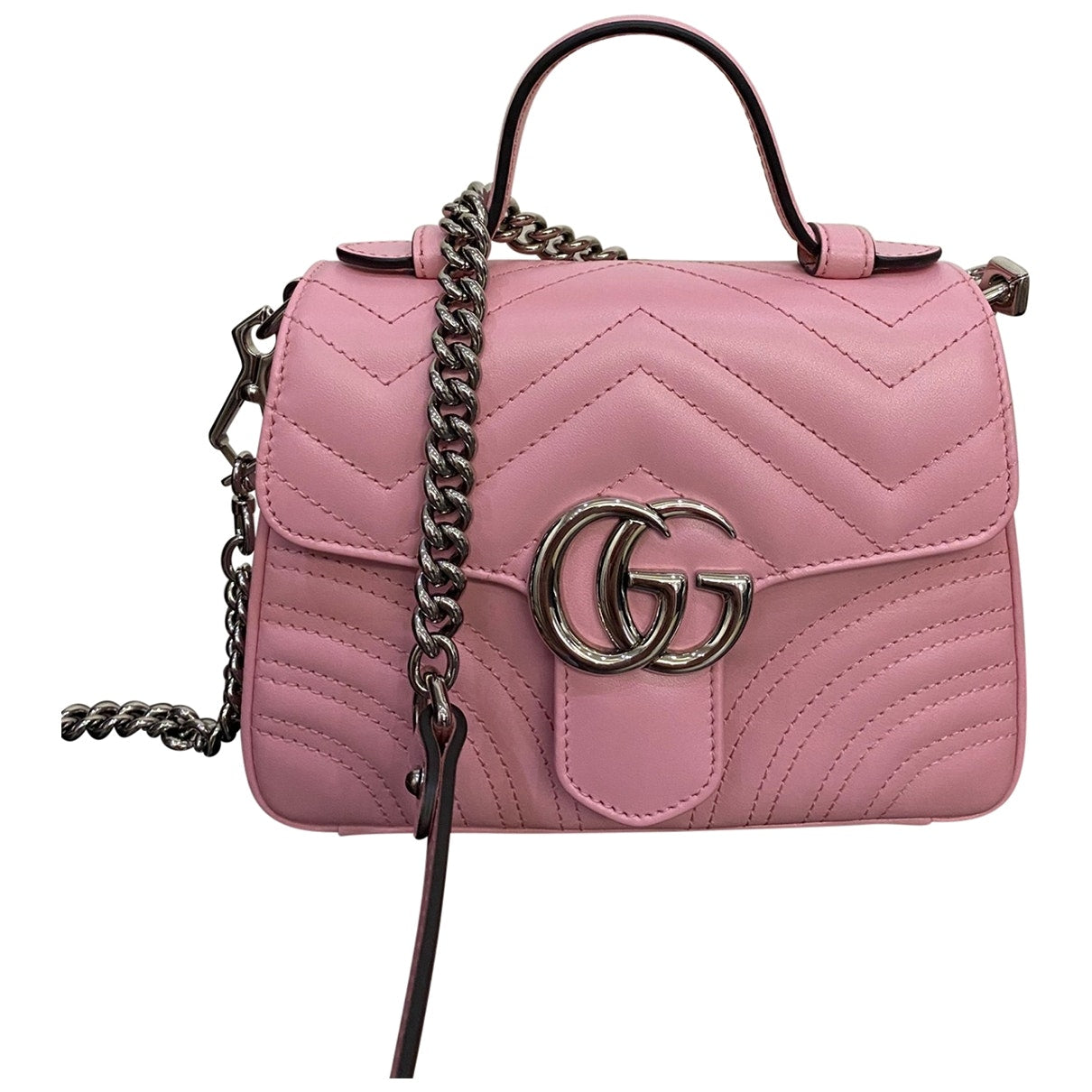 Gucci marmont pink leather handbag