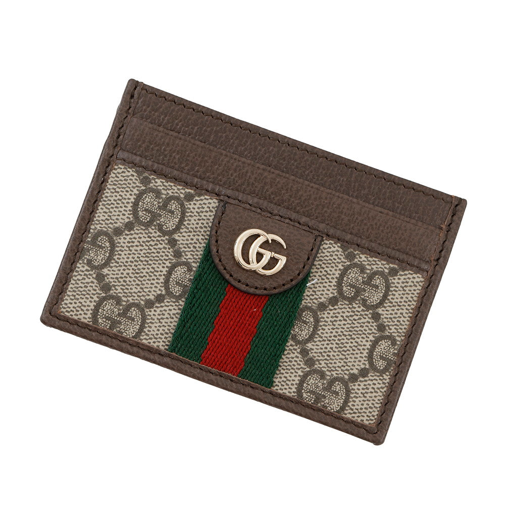 GUCCI ?GG Supreme Offdia Card Case Brown/Beige838486 Leather/PVC