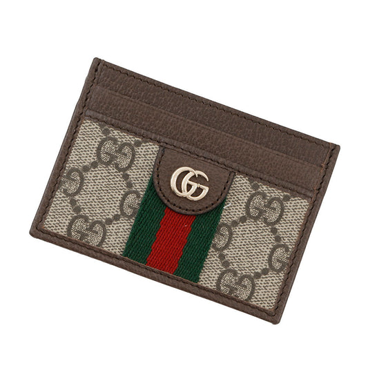 GUCCI ?GG Supreme Offdia Card Case Brown/Beige838486 Leather/PVC