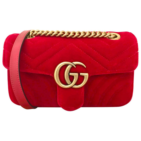 Gucci marmont red velvet handbag