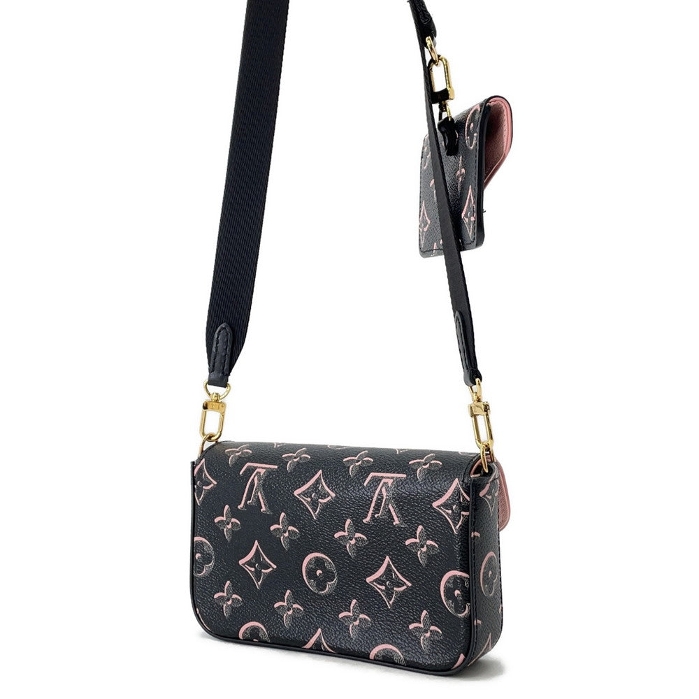  LOUIS VUITTON Multiie Pochette Noir/PinkM81471 Monogram