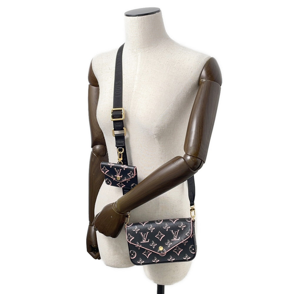  LOUIS VUITTON Multiie Pochette Noir/PinkM81471 Monogram