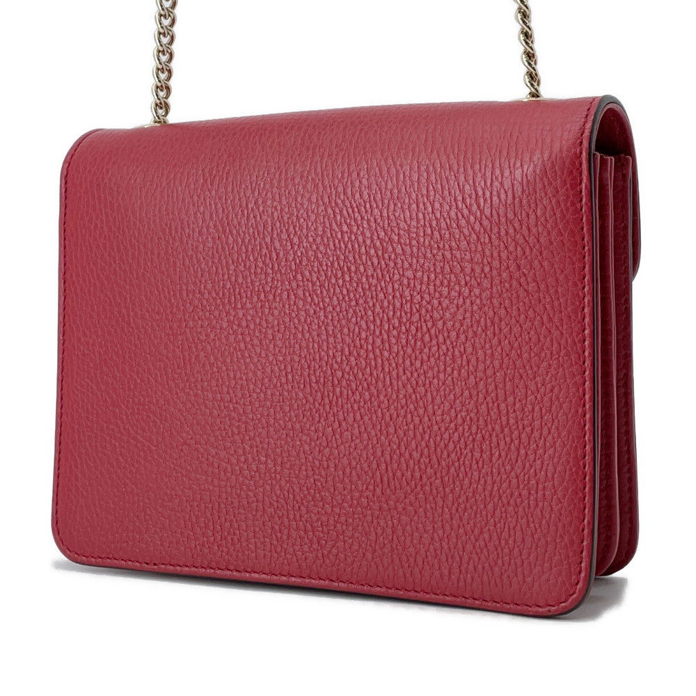 GUCCI Interlocking G ChainShoulder Bag Red510304 Leather