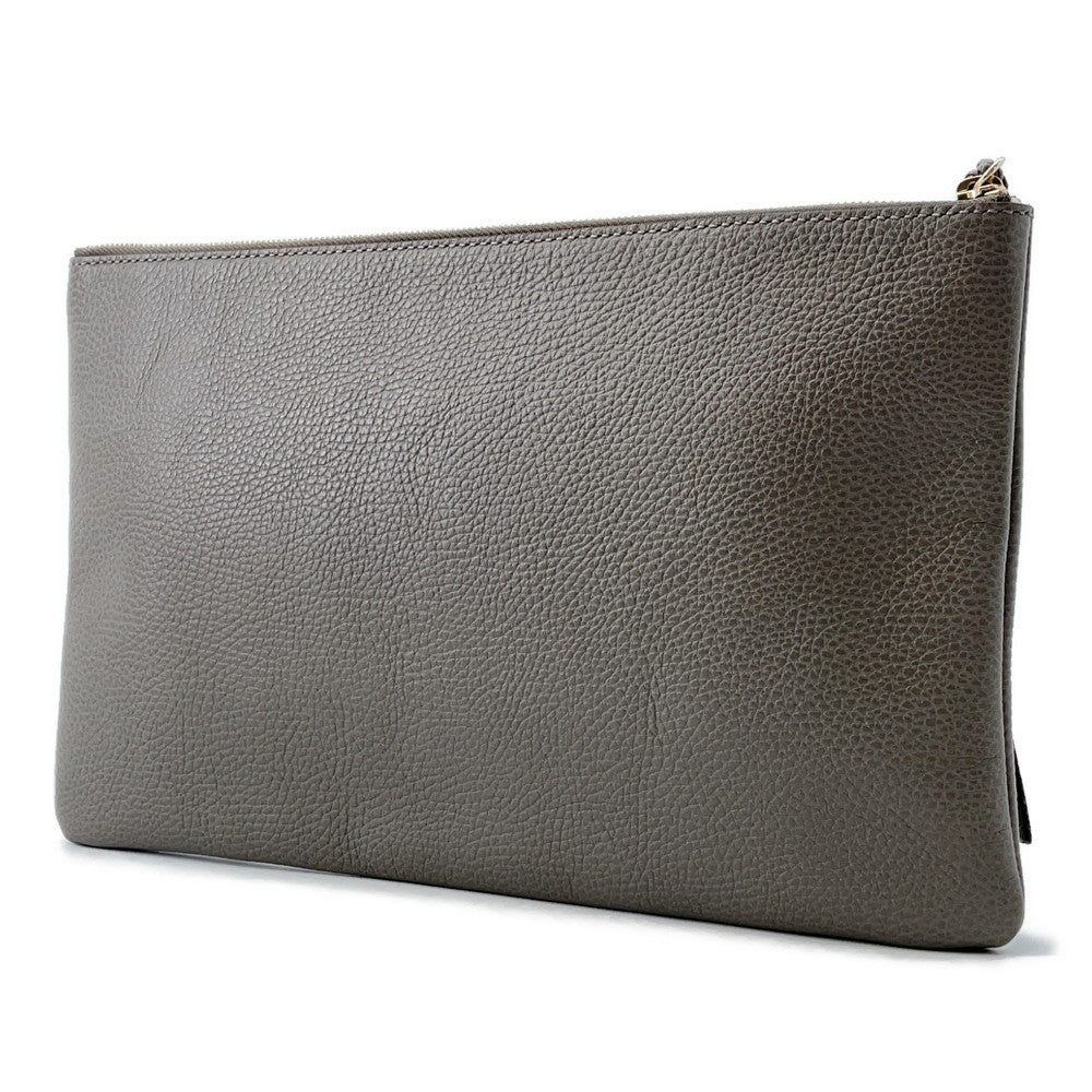 GUCCI Bamboo Tassel Clutch Bag Gray449653 Leather