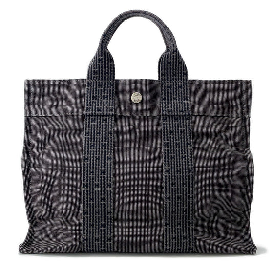 HERMES Her Line Tote Gray Nylon Canvas Size PM