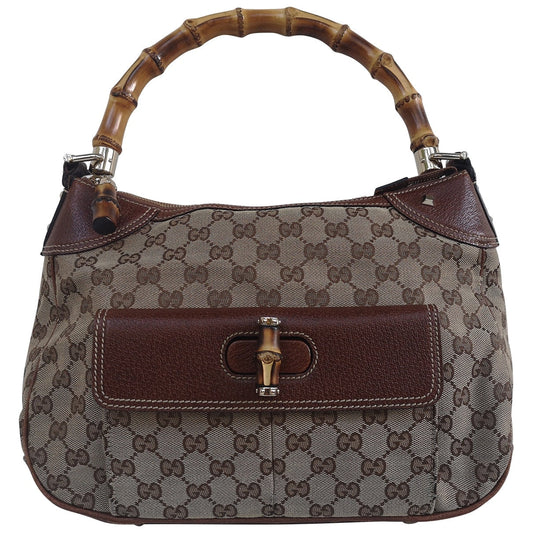 Gucci bamboo brown cloth handbag