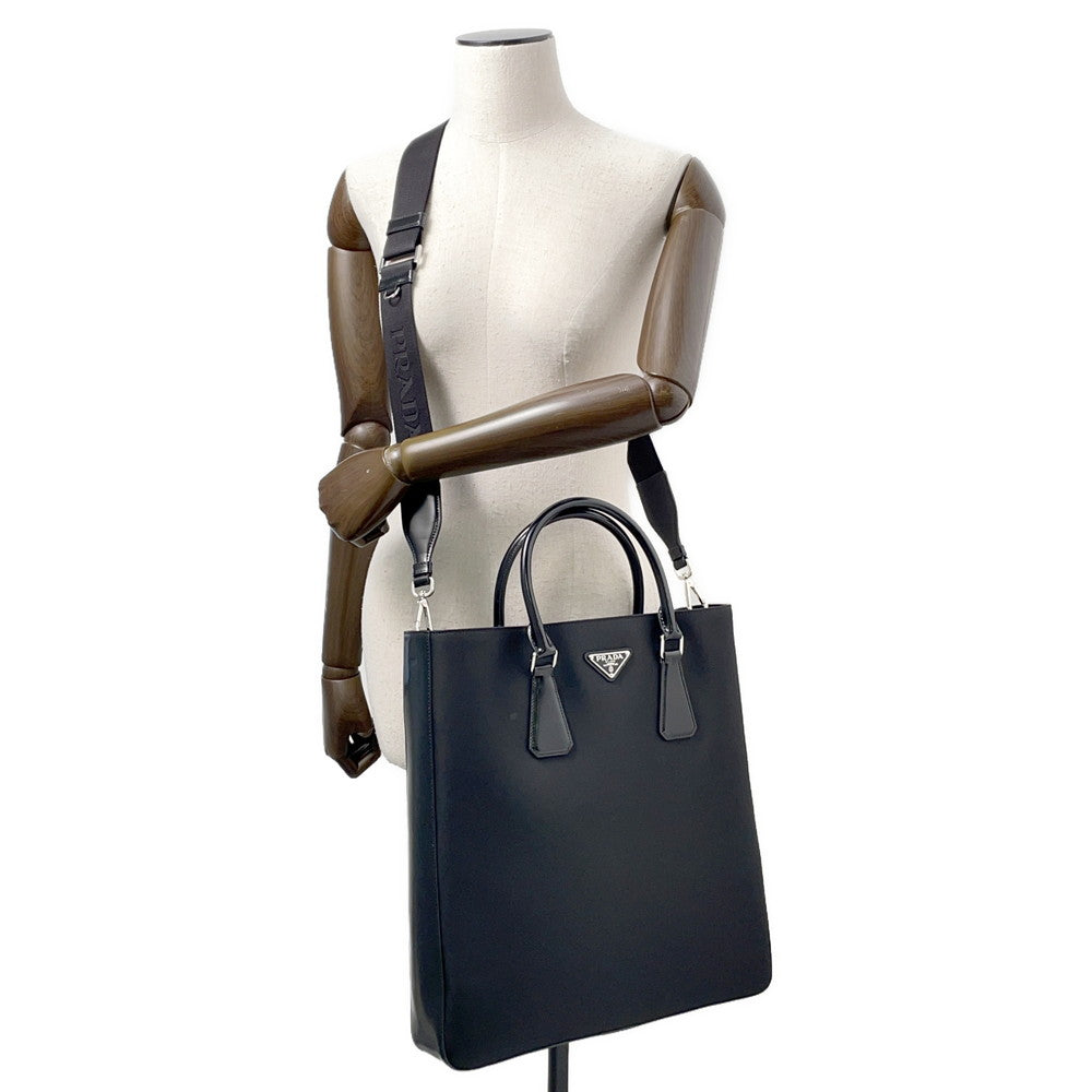 PRADA Tote Bag 2WAY Black2VG115 Nylon Brushed Leather