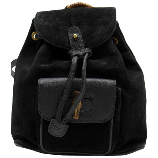 Gucci bamboo black leather backpacks