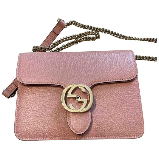 Gucci interlocking pink leather handbag
