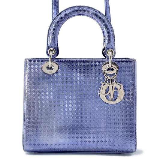 Dior ?Ladies Dior 2WAY Handbag MetalicPurple Leather Size Medium