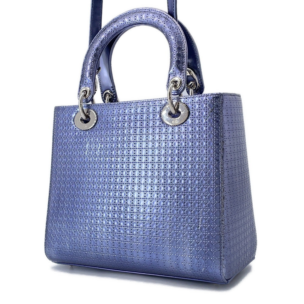 Dior ?Ladies Dior 2WAY Handbag MetalicPurple Leather Size Medium