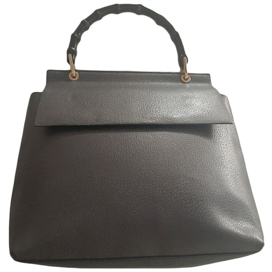 Gucci bamboo anthracite leather handbag