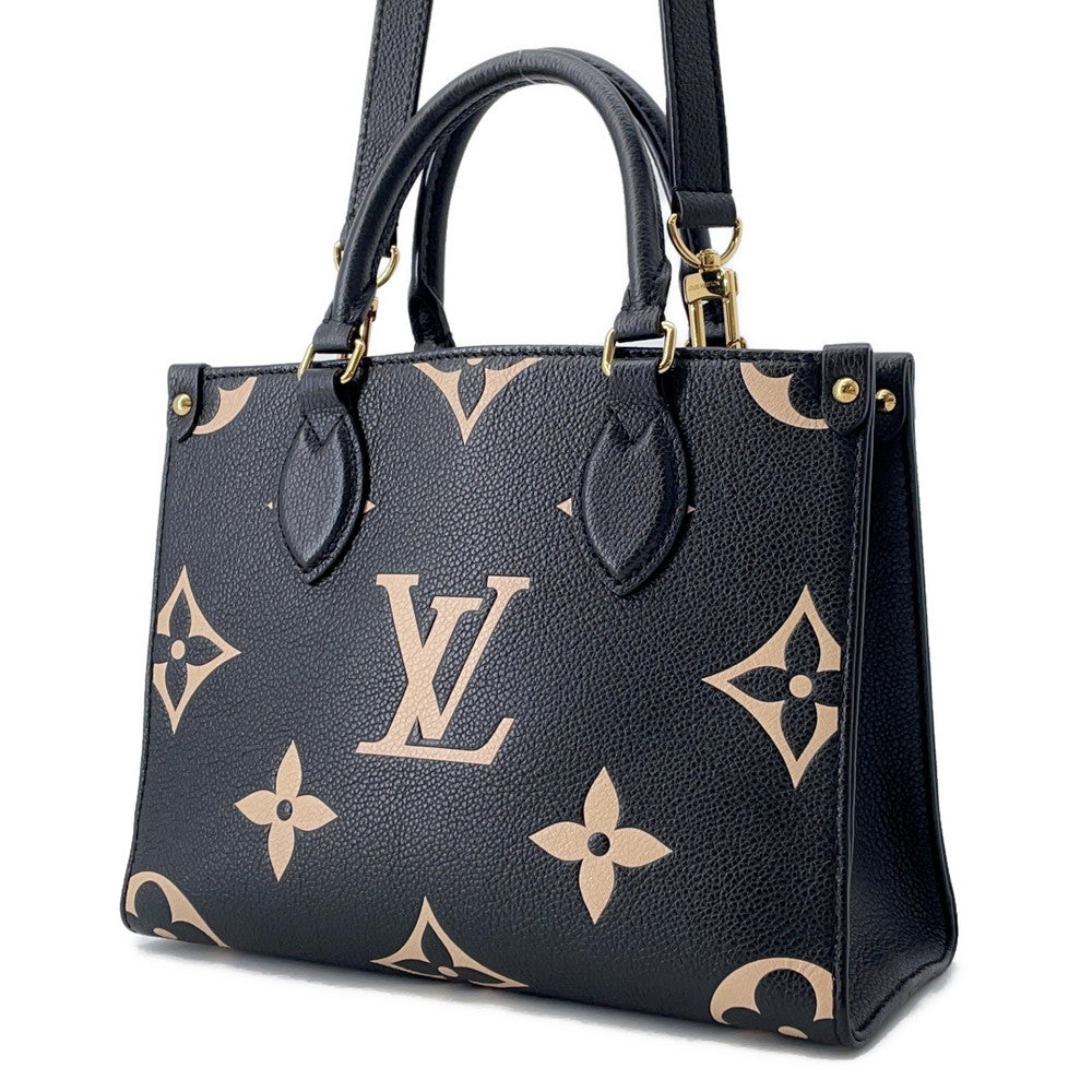 LOUIS VUITTON Onthego Noir/BeigeM45659 Bicolor Monogram Empreinte Leather Size PM