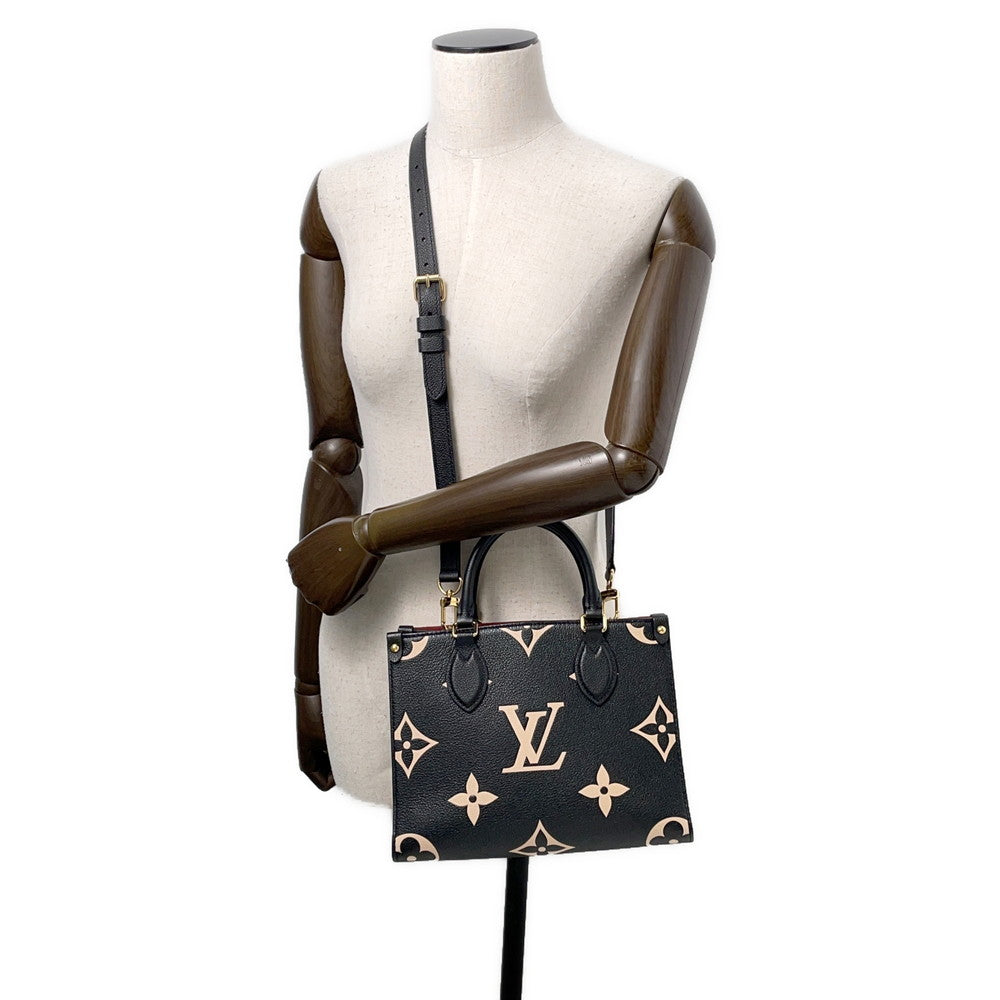 LOUIS VUITTON Onthego Noir/BeigeM45659 Bicolor Monogram Empreinte Leather Size PM