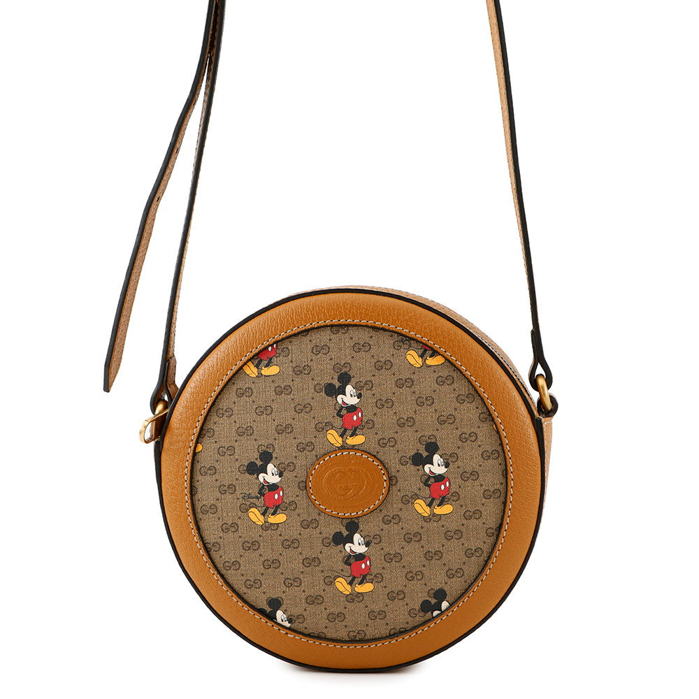 GUCCI Disney Collaboration Round Shoulder Bag Brown603938 GG Supreme Leather