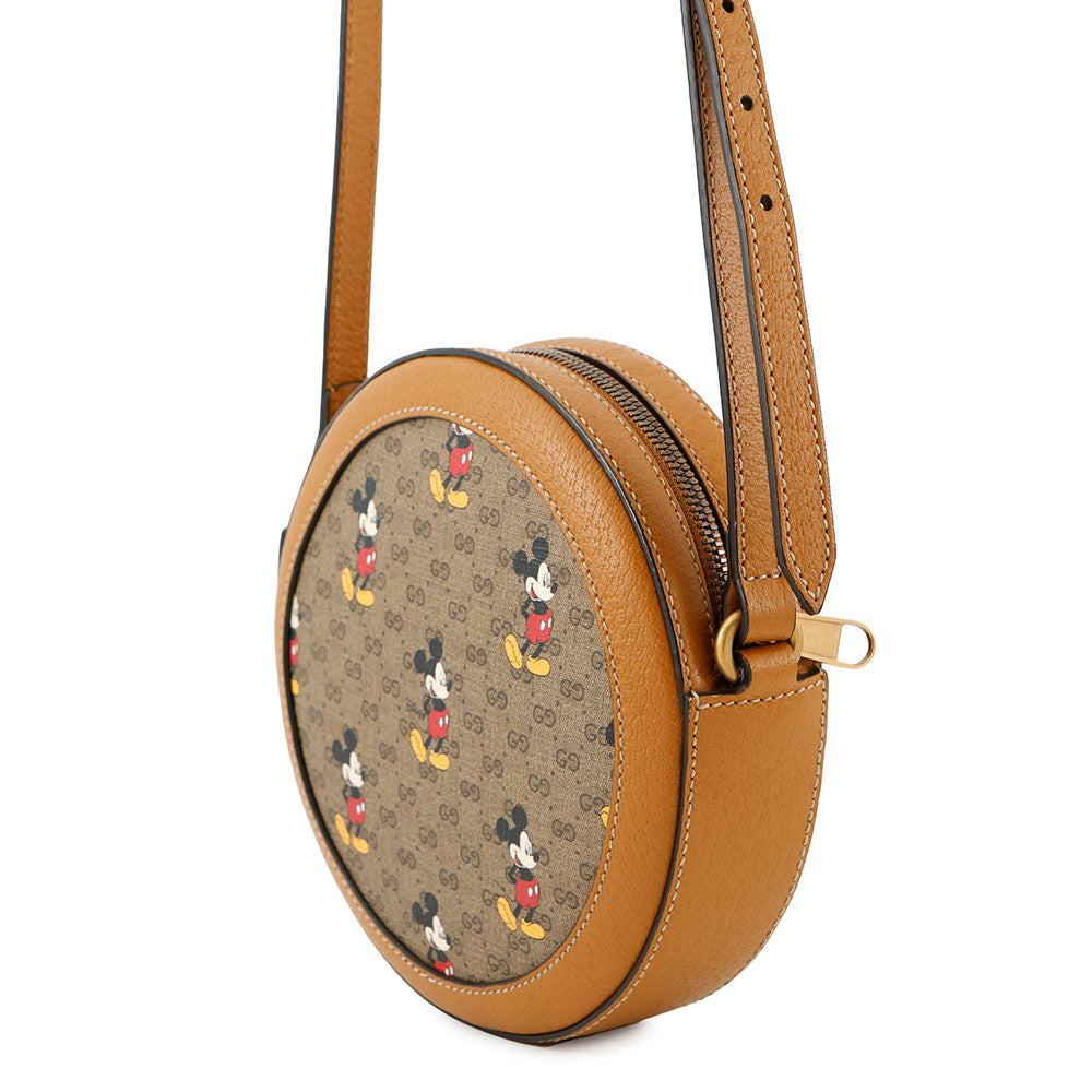 GUCCI Disney Collaboration Round Shoulder Bag Brown603938 GG Supreme Leather