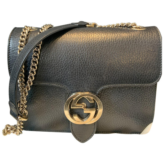 Gucci interlocking black leather handbag