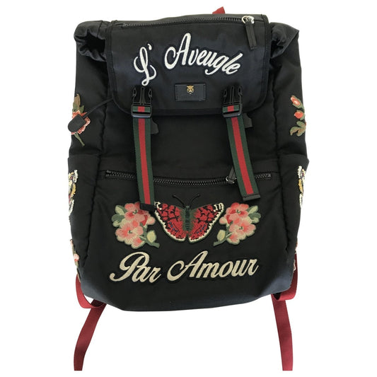 Gucci animalier black cloth backpacks