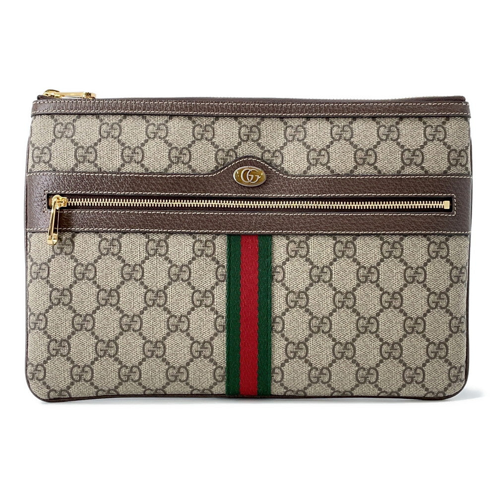 GUCCI GG Supreme Ophidia Clutch Bag Brown/Beige517551 Canvas Leather