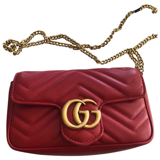 Gucci marmont red leather handbag