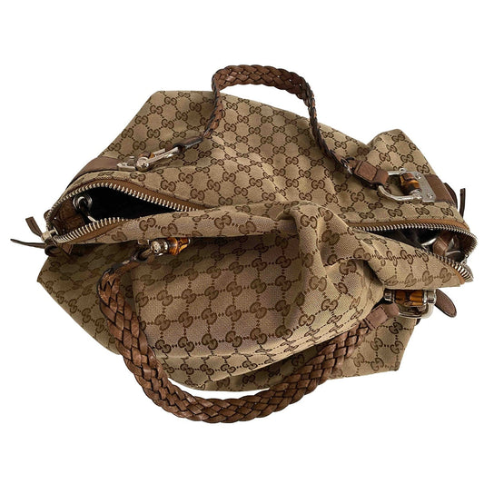 Gucci brown cloth handbag