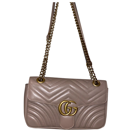 Gucci marmont pink leather handbag