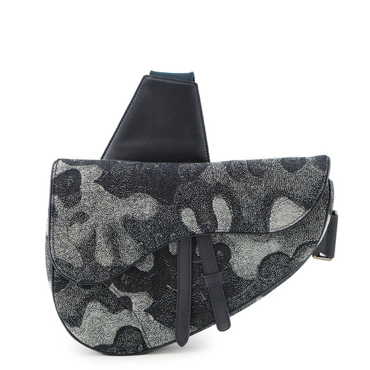 Dior ?Camouflage Saddle Crossbody Bag Navy Canvas