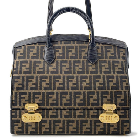 FENDI ?Zucca vanity bag Brown Canvas Leather