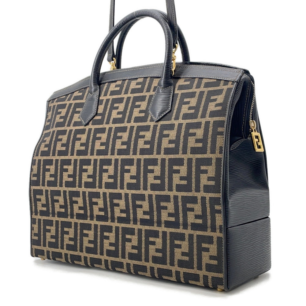 FENDI ?Zucca vanity bag Brown Canvas Leather
