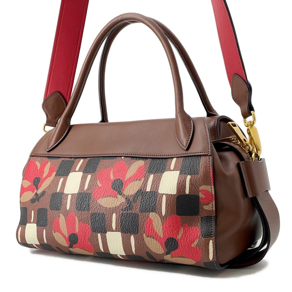 PRADA Bowling 2-way Handbag Brown/Multicolor1BB030 Leather PVC