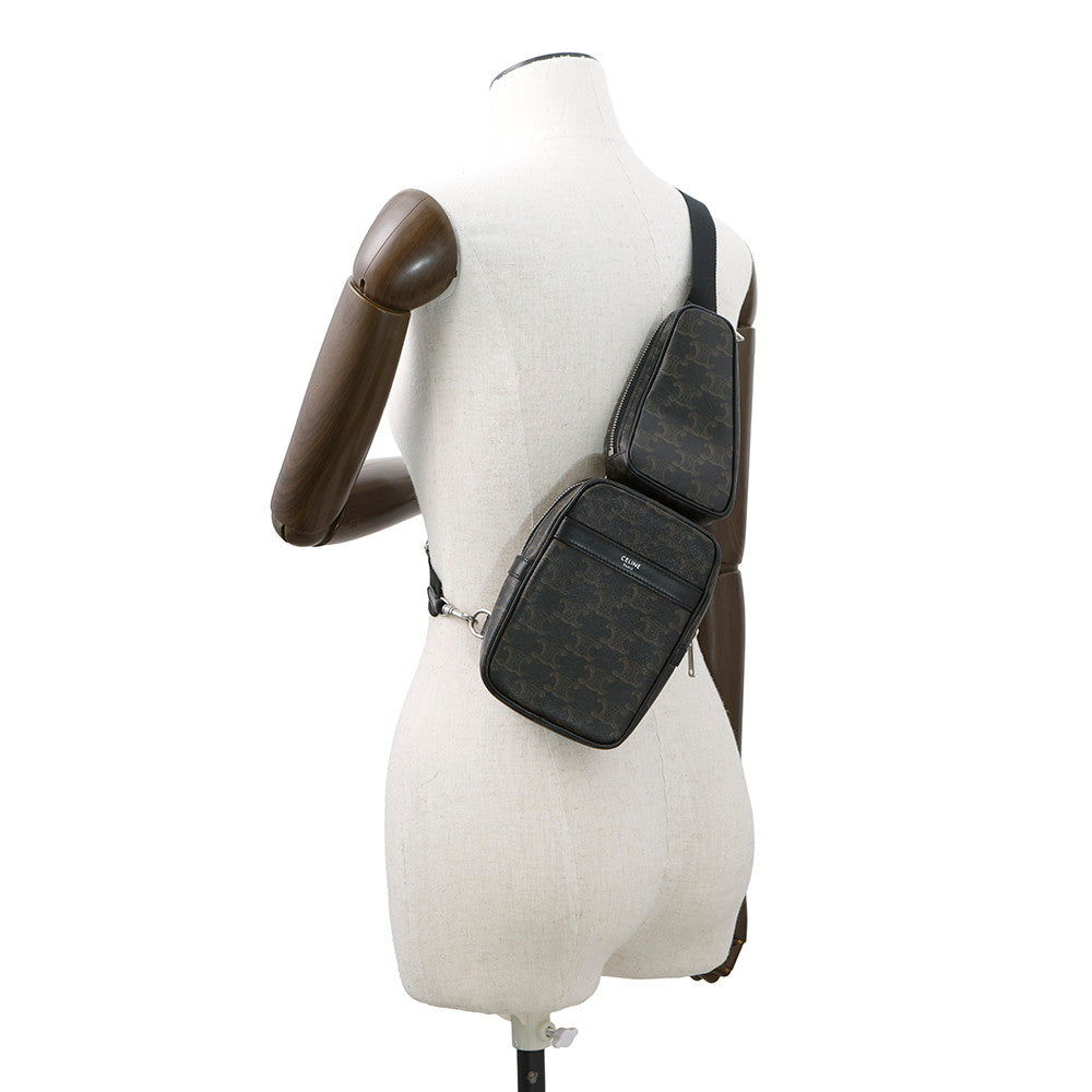 CELINE Triomphe Multi-Pocket Crossbody Bag Brown/Black111632EU1 PVC Leather