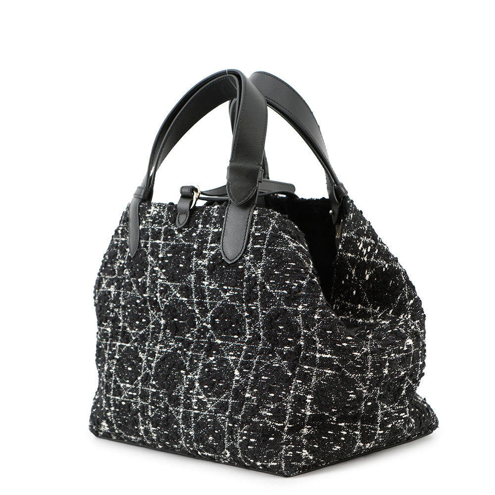 Dior ?Tu Jules Bag Black/WhiteM2821OTKV Tweed Calf Leather Size Medium